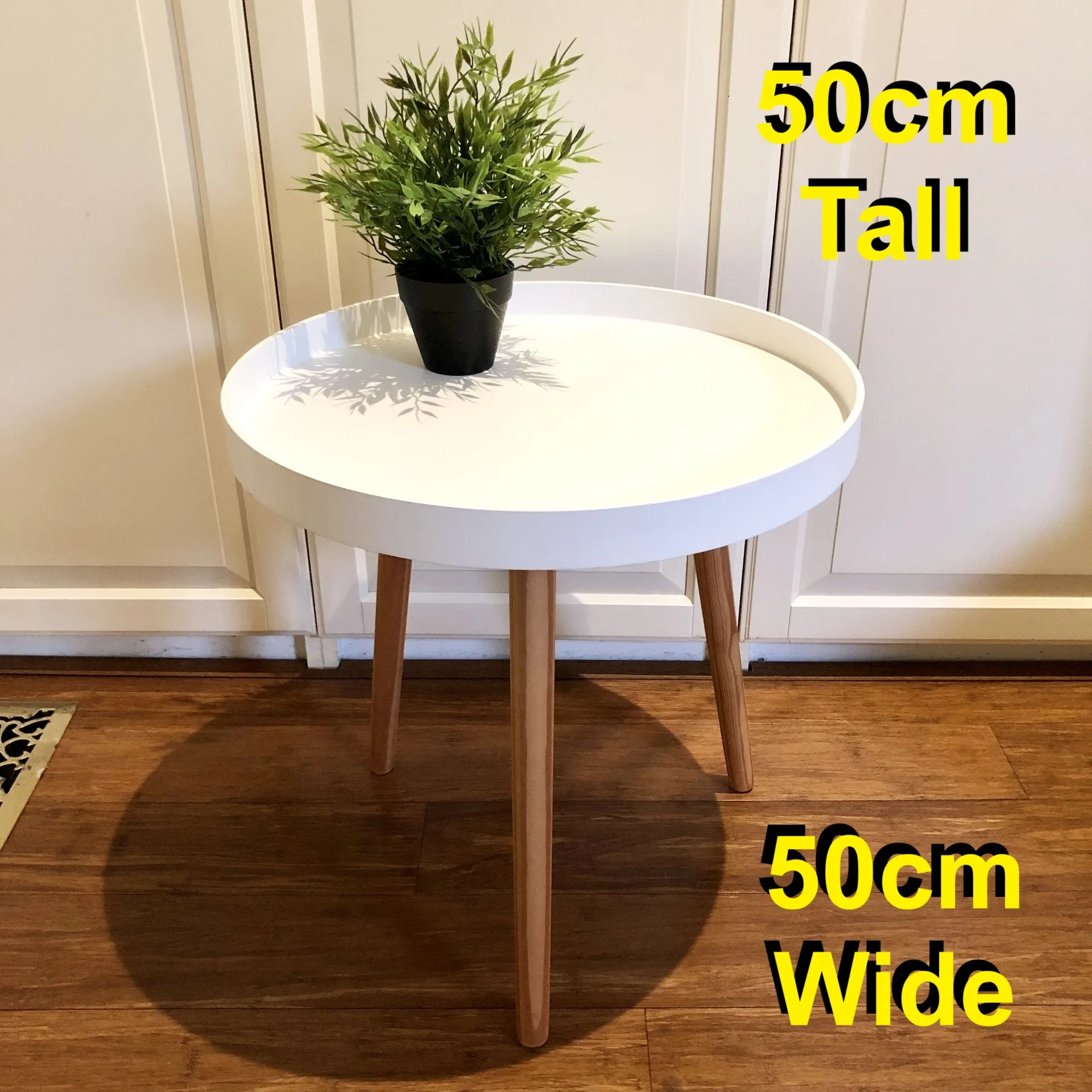 White Scandinavian Tray Side Table / Bedside Table – Nordic Minimalist Accent Table | Affordable Lifestyle Upgrade - Image 2