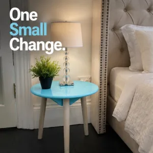 Adairs Round Blue Bedside Table | Scandinavian / Coastal Bedroom Décor | Modern Side Table