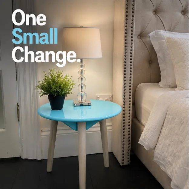 Adairs Round Blue Bedside Table | Scandinavian / Coastal Bedroom Décor | Modern Side Table