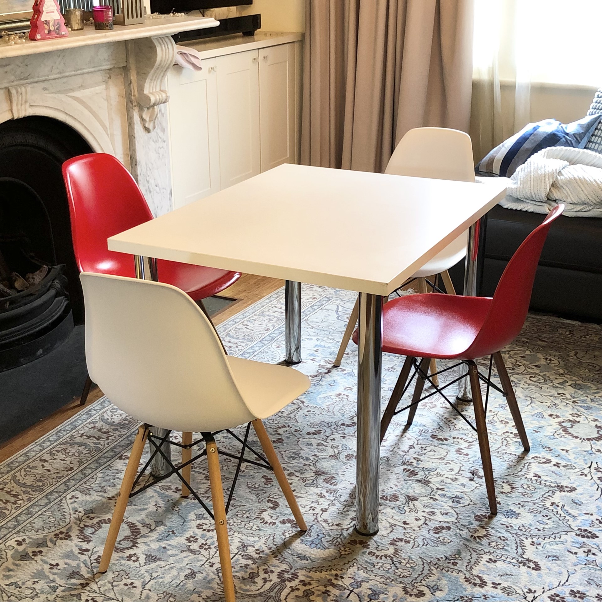 used 100cm White Dining Table Chrome Legs - Image 3