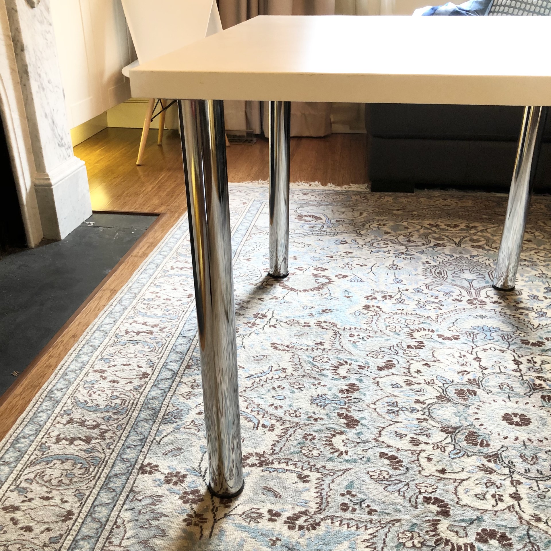 used 100cm White Dining Table Chrome Legs - Image 4