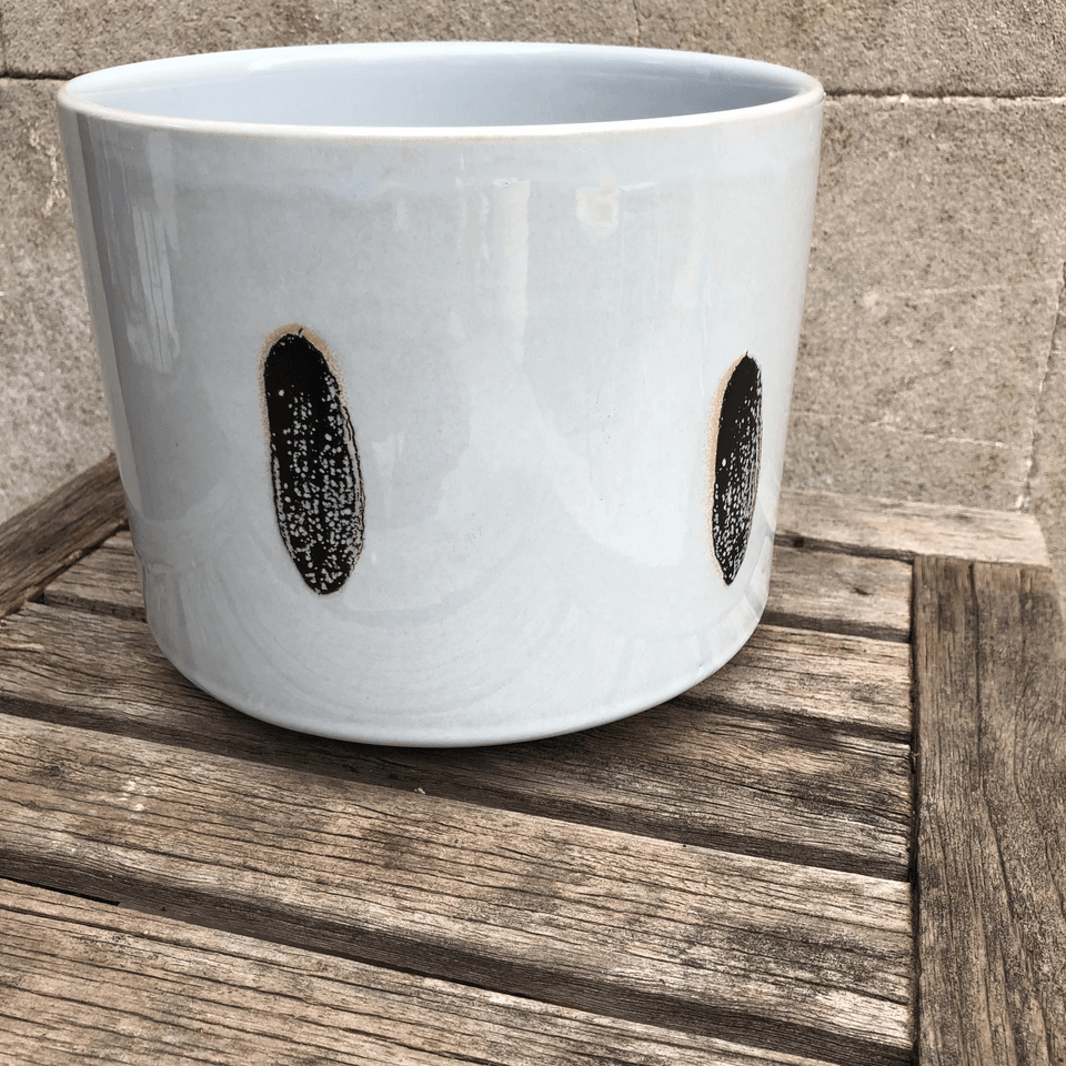 secondhand 17cm Light Blue Norah House or Garden Plant Pot - Image 2
