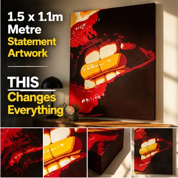 Large Statement Artwork on Framed Canvas