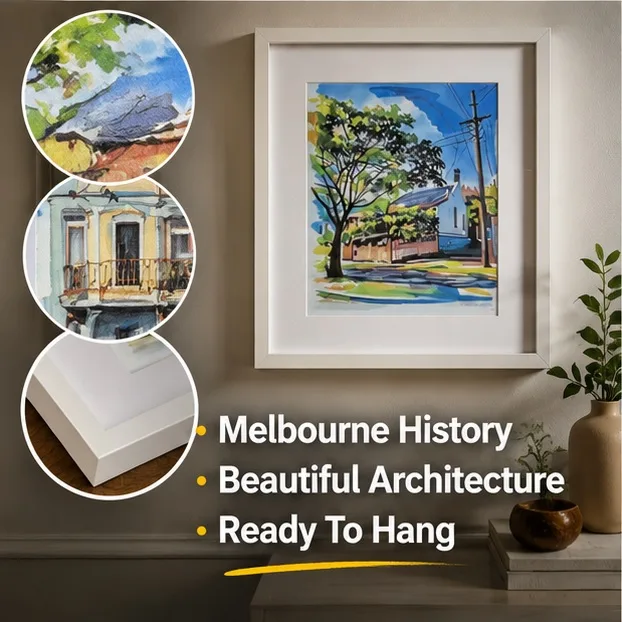 Houses of Eades Place Framed A4 Watercolour Prints (SET of 4)