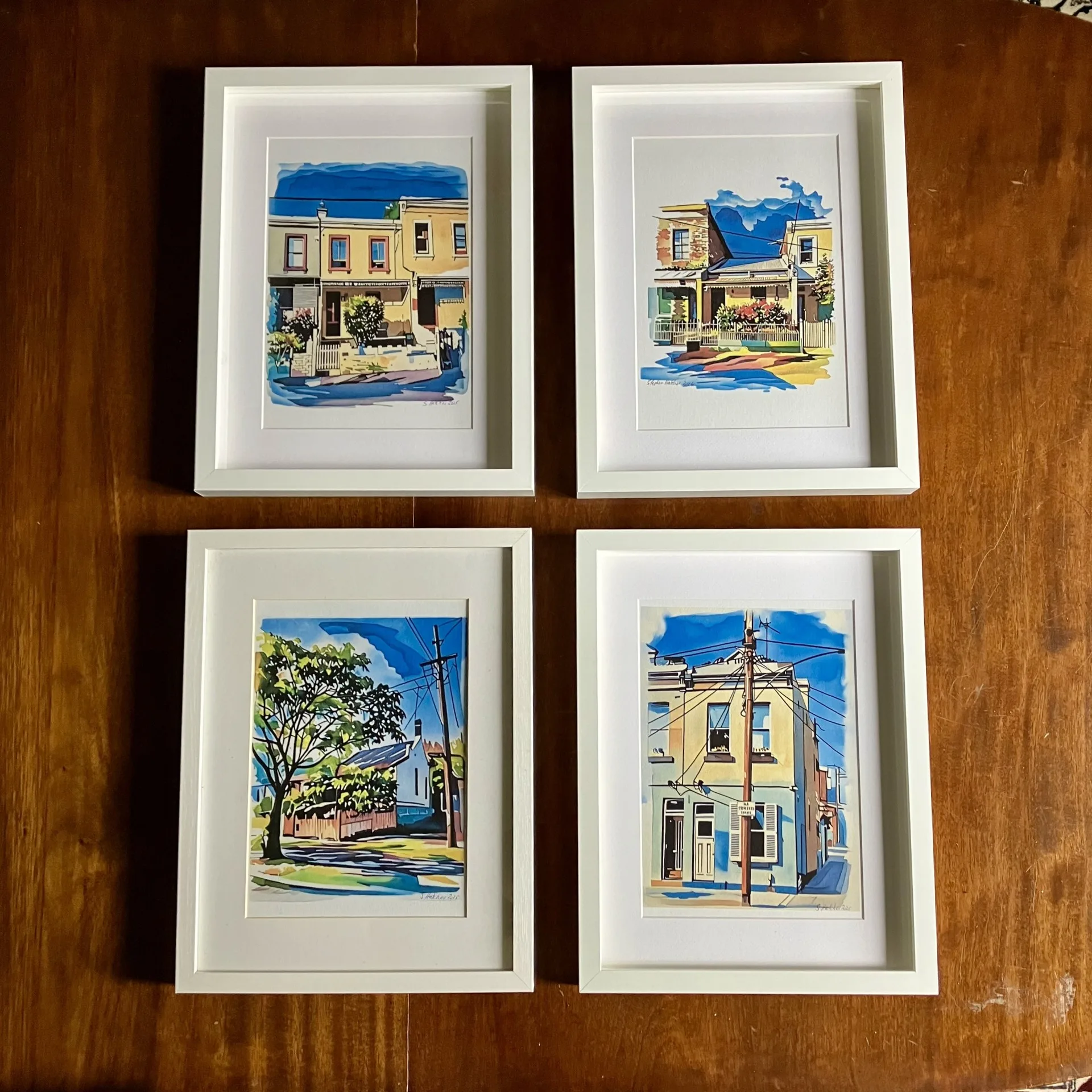 Houses of Eades Place Framed A4 Watercolour Prints (SET of 4) - Image 3