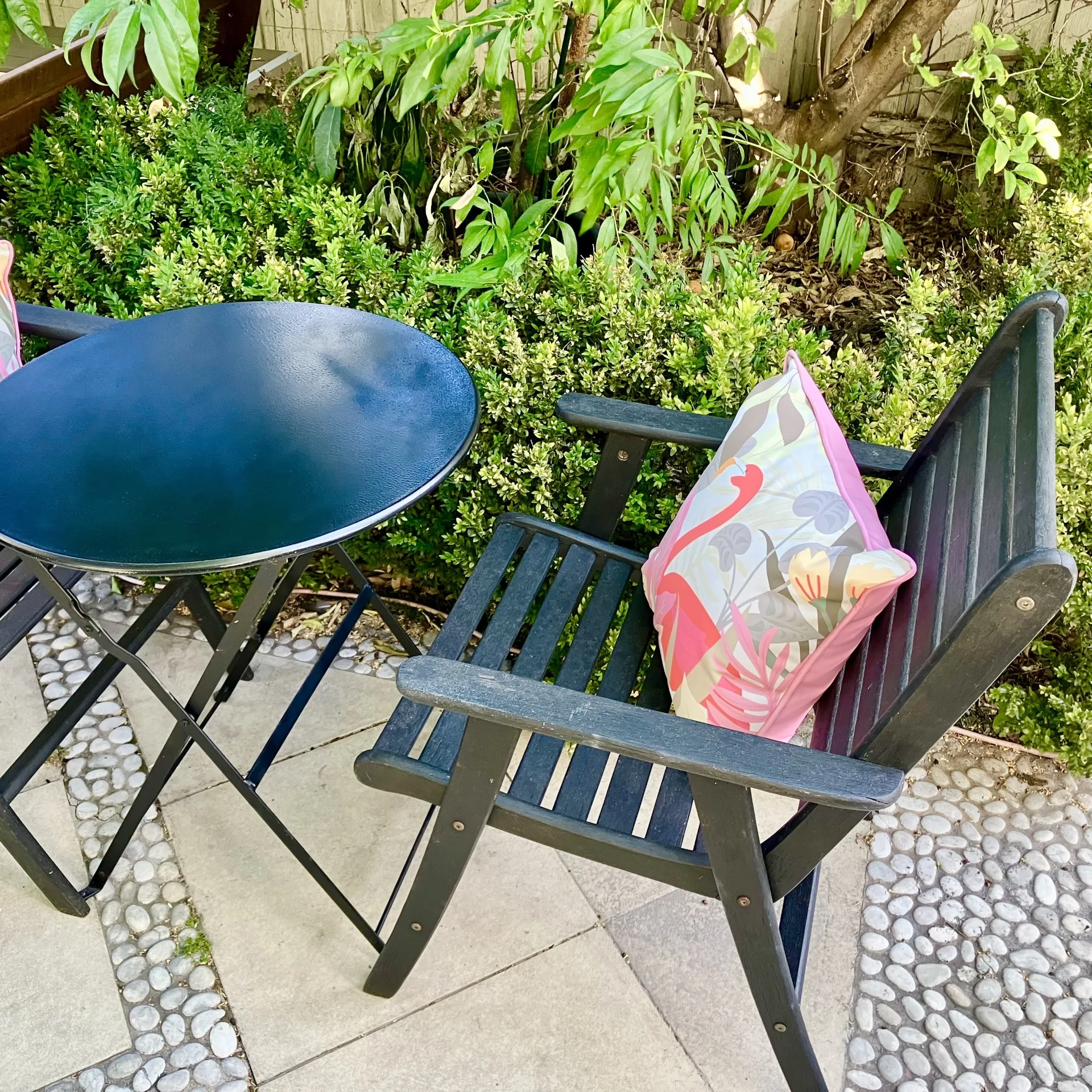 Australian Made Hardwood Outdoor Setting – 2 Chairs + Folding Café Table Patio Set - Image 3