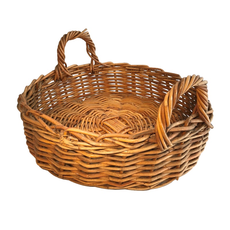 used 40cm Round Wicker Tray Basket with Handles
