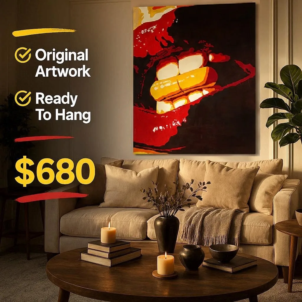 Large Statement Artwork on Framed Canvas - Image 2