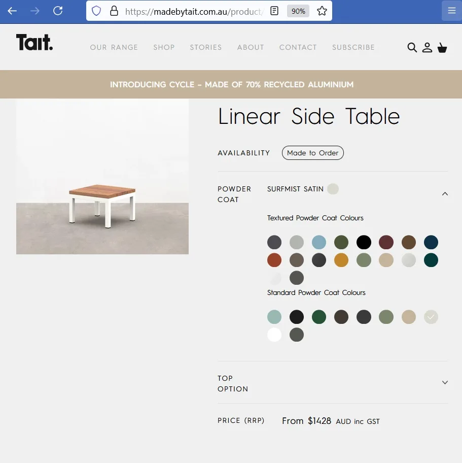 Tait Linear Outdoor Side Table – Spotted Gum & Marine Grade Stainless Steel | Designer Outdoor Furniture Made in Melbourne - Image 3