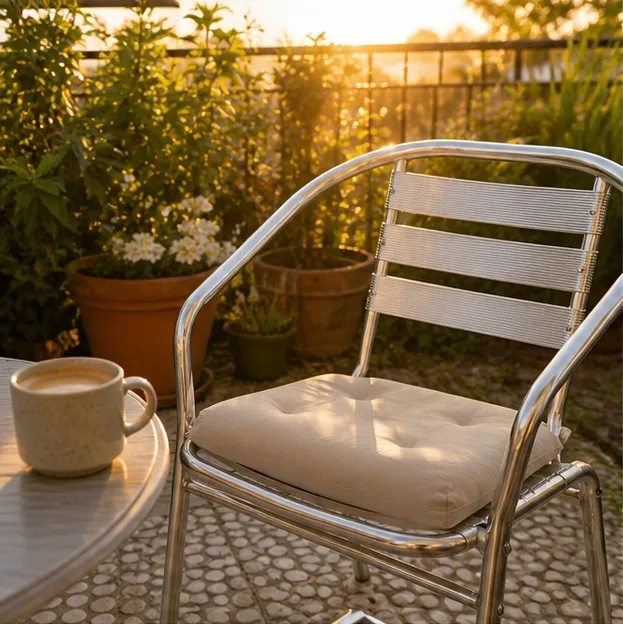 One secondhand Aluminum Outdoor Chair and soft cushion